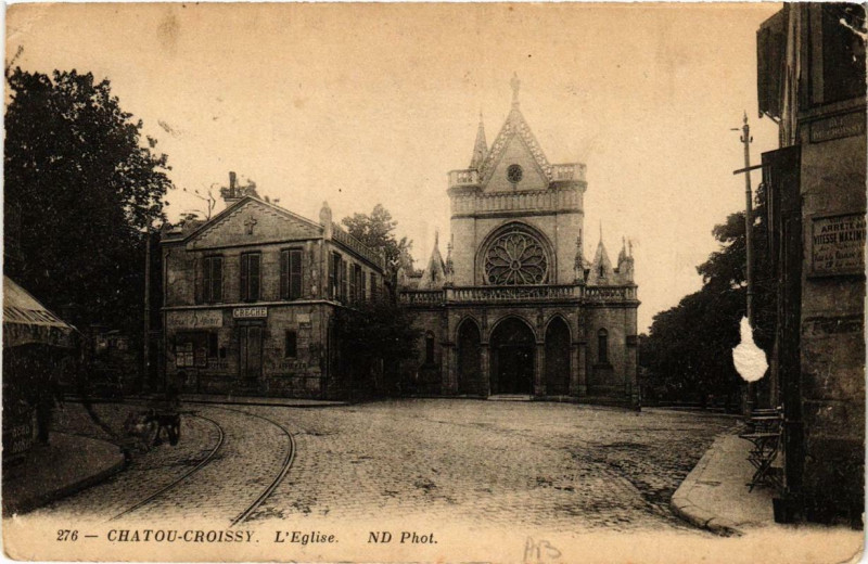 Carte postale ancienne Chatou-Croissy Eglise à Chatou