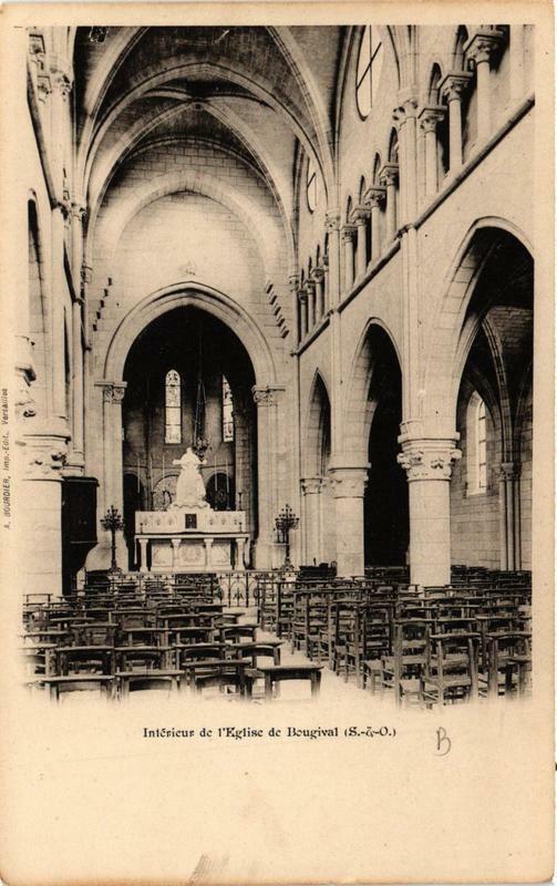Carte postale ancienne Bougival Intérieur de Eglise à Bougival