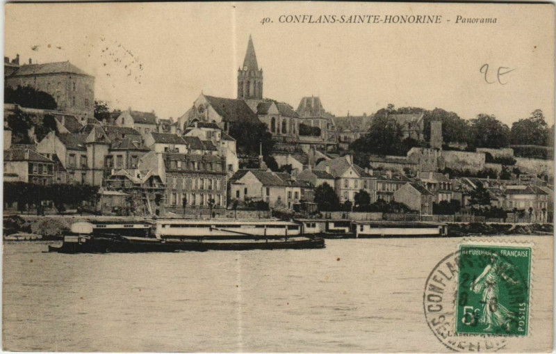 Carte postale ancienne Conflans-Sainte-Honorie Panorama