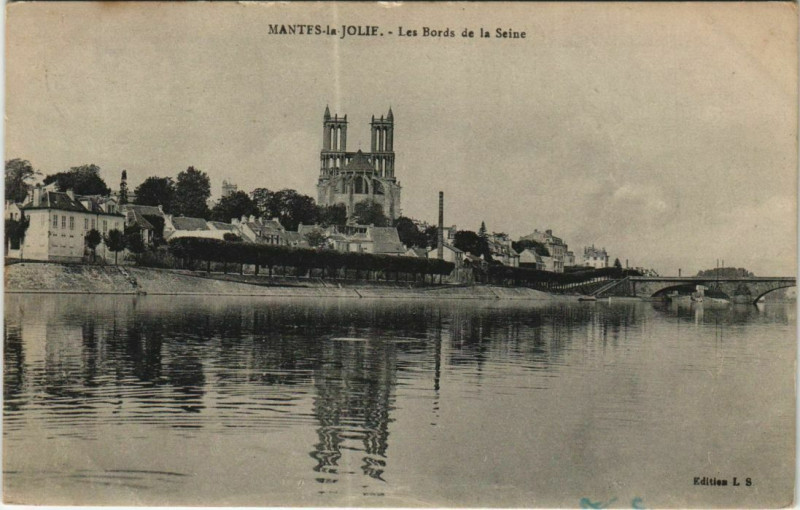 Carte postale ancienne Mantes -la-Jolie Les Bords de la Seine à Mantes-la-Jolie