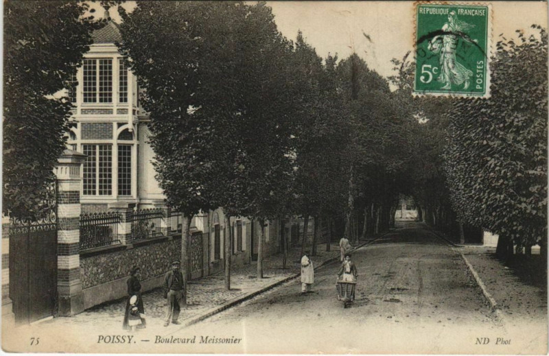 Carte postale ancienne Poissy Boulevard Meissonier à Poissy