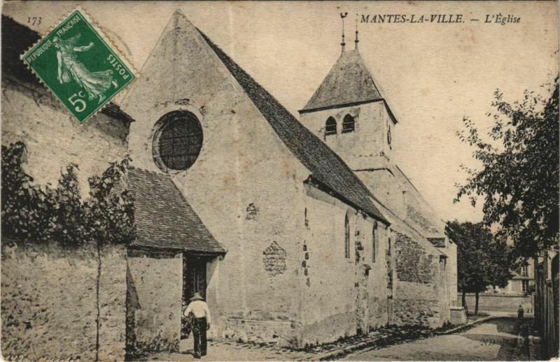 Carte postale ancienne Mantes-la-Ville L'Eglise à Mantes-la-Ville