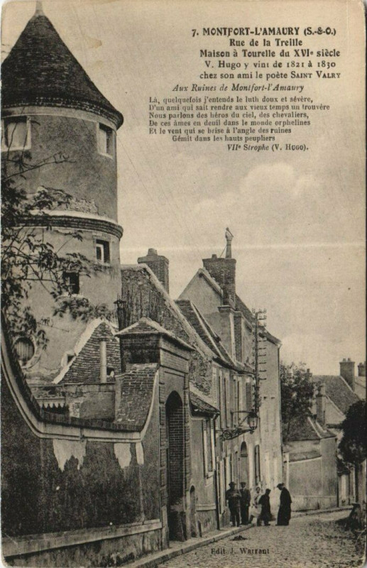 Carte postale ancienne Montfort l'Amaury Rue de la Treille, maison a Tourelle France à Montfort-l'Amaury