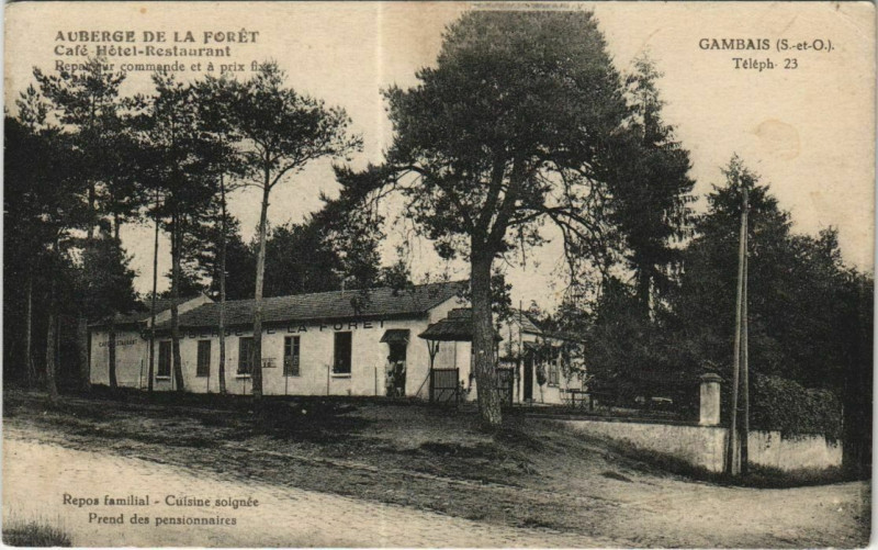 Carte postale ancienne Gambais Cafe-Hotel Restaurant à Gambais