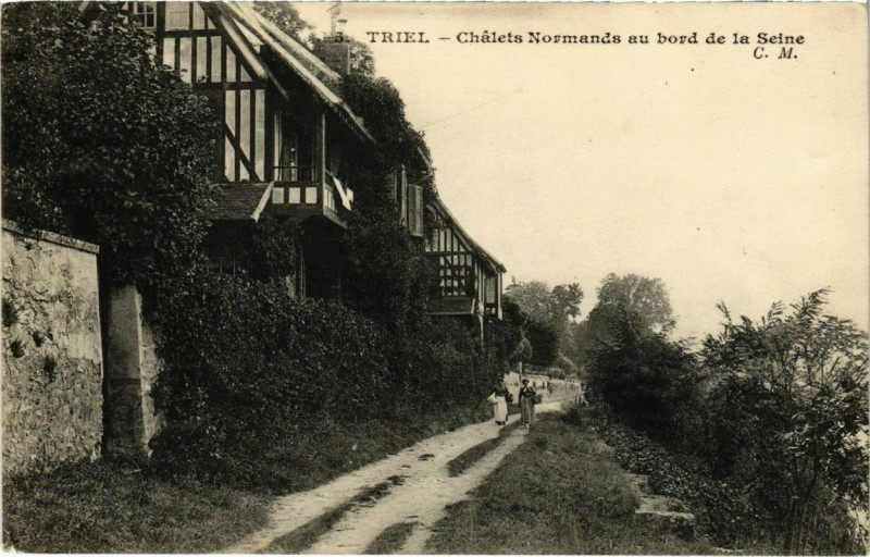 Carte postale ancienne Triel - Chalets Normands au bord de la Seine