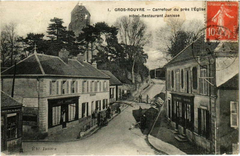 Carte postale ancienne Gros-Rouvre - Carrefour du Pres L'Eglise