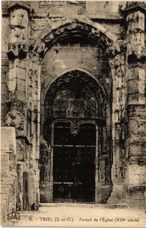Carte postale ancienne Triel - Portail de l'Eglise