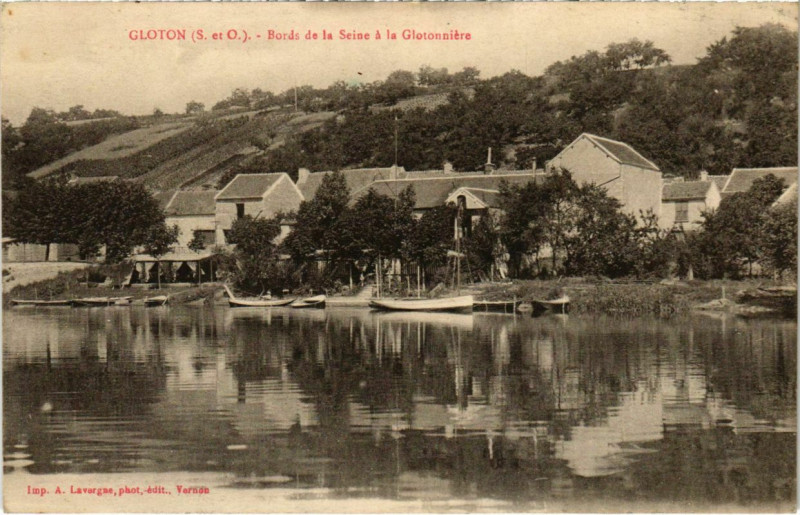 Carte postale ancienne Gloton - Bords de la Seine a la Glotonniere