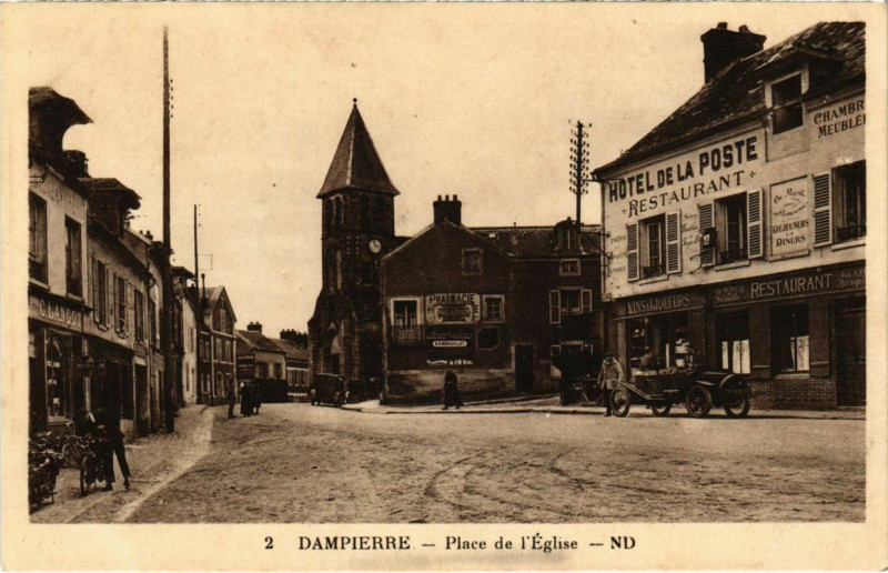 Carte postale ancienne Dampierre - Place de l'Ãglise