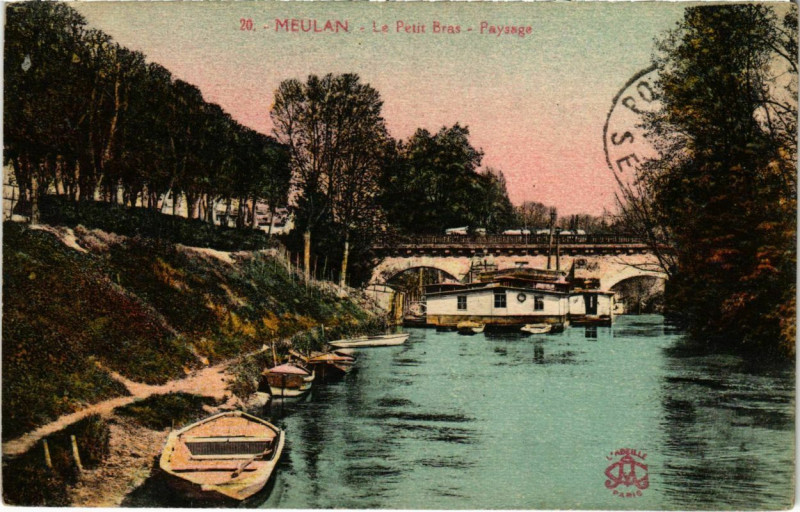 Carte postale ancienne Meulan - Le Petit Bras - Paysage