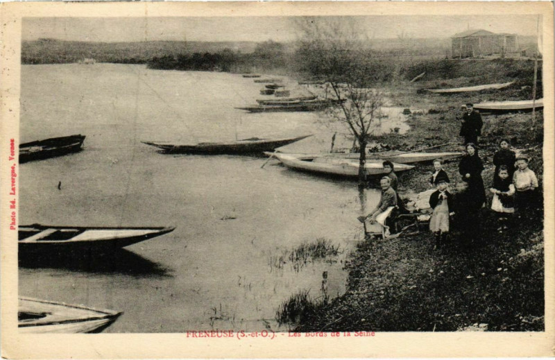 Carte postale ancienne Freneuse - Les Bords de la Seine à Freneuse