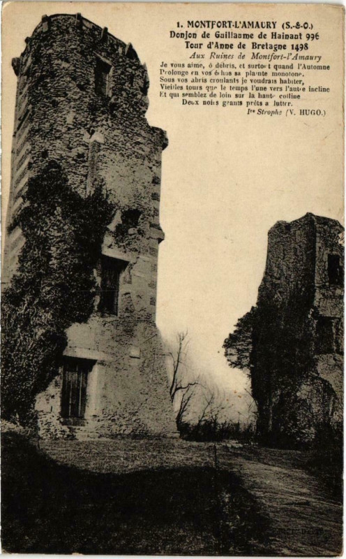 Carte postale ancienne Montfort-L'Amaury Donjon de Guillaume de Hainant 996 Tour d'Ann à Montfort-l'Amaury