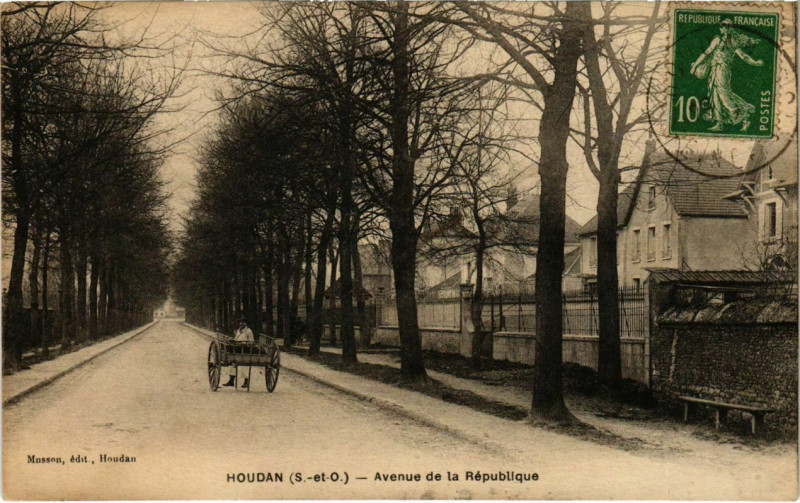 Carte postale ancienne Houdan - Avenue de la Republique à Houdan