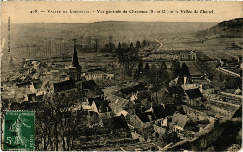 Carte postale ancienne Vallée de Chevreuse Vue générale de Chevreuse et la Vallée de Cho à Chevreuse