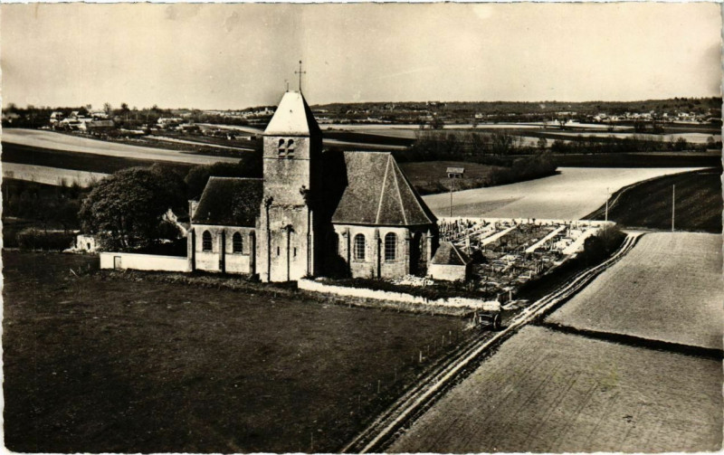 Carte postale ancienne Avion Au-Dessus - Gambais - L'Eglise à Gambais
