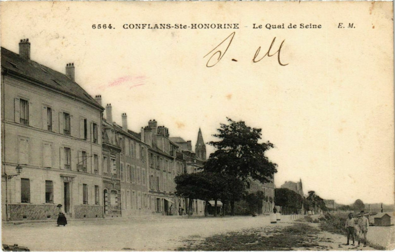 Carte postale ancienne Conflans-Sainte-Honorine - Le Qual de Seine à Conflans-Sainte-Honorine