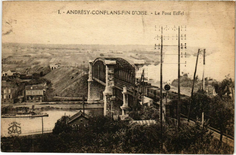 Carte postale ancienne Andresy-Conflans-Fin D'oise - Le Pont Eiffel à Andrésy