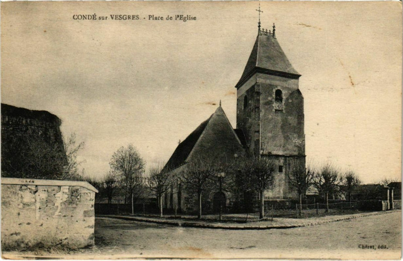 Carte postale ancienne Conde-sur-VESGREs - Place de l'Eglise