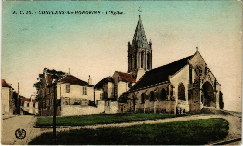 Carte postale ancienne Conflans-Sainte-Honorine - L'Eglise à Conflans-Sainte-Honorine
