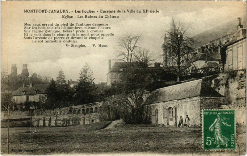 Carte postale ancienne Montfort-L'Amaury Les Pouiles Enceinte de la Ville du Xi siecle à Montfort-l'Amaury