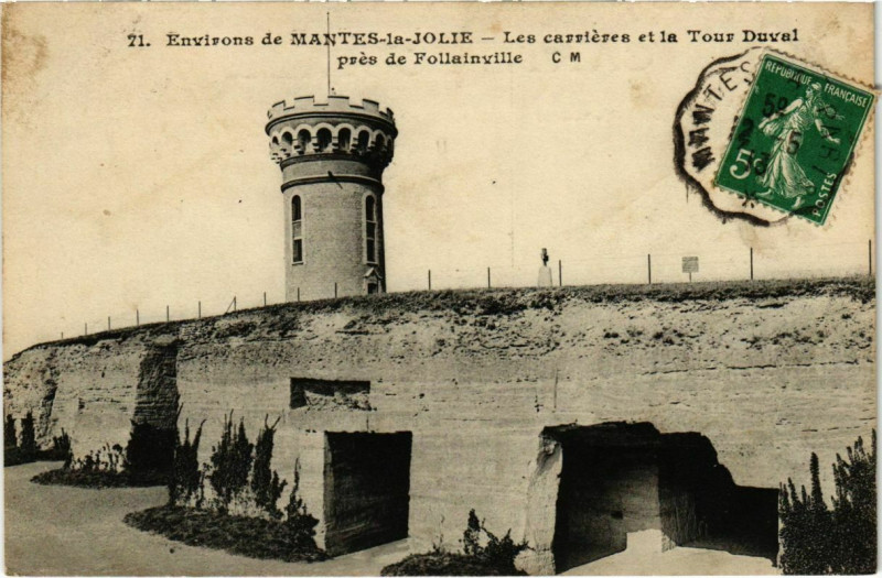 Carte postale ancienne Env. de Mantes-la-Jolie - Les Carrieres et la Tour Duval pres d à Mantes-la-Jolie