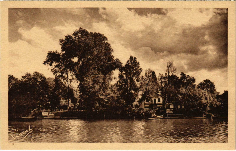 Carte postale ancienne Andresy - Un Restaurant dans l'ile à Andrésy