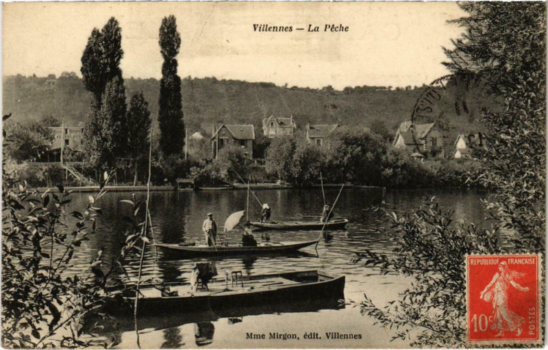 Carte postale ancienne Villennes - La Peche
