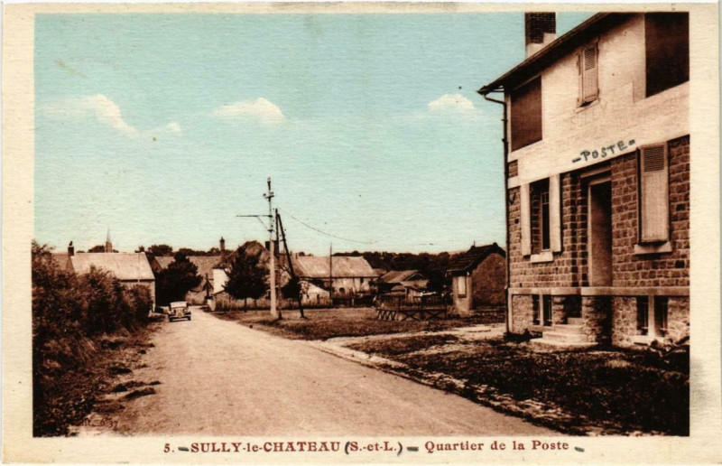 Carte postale ancienne Sully-le-Chateau - Quartier de la Poste