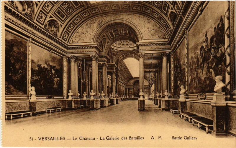 Carte postale ancienne Versailles - Le Chateau - La Galerie des Batailles à Versailles