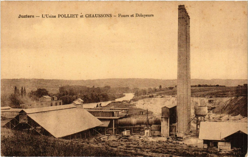 Carte postale ancienne Juziers - L'Usine Polliet et Chaussons - Fours et Delayeurs à Juziers