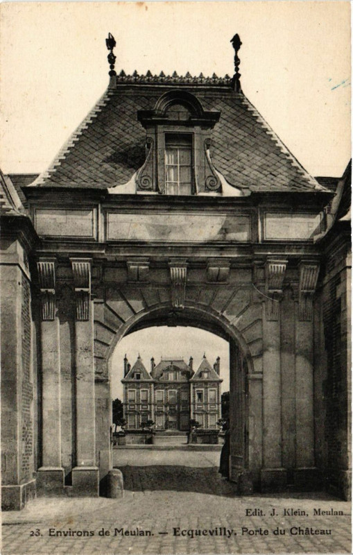 Carte postale ancienne Env. de Meulan - Ecquevilly Porte du Chateau à Ecquevilly