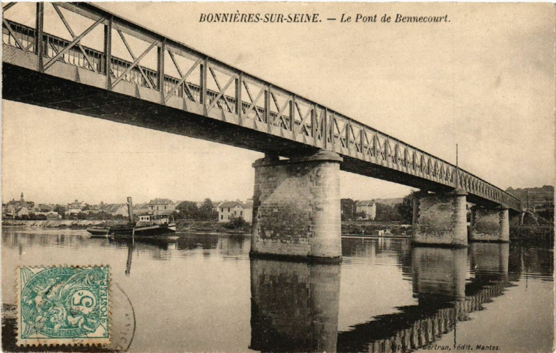 Carte postale ancienne Bonnieres-sur-Seine - Le Pont de Bennecourt à Bonnières-sur-Seine