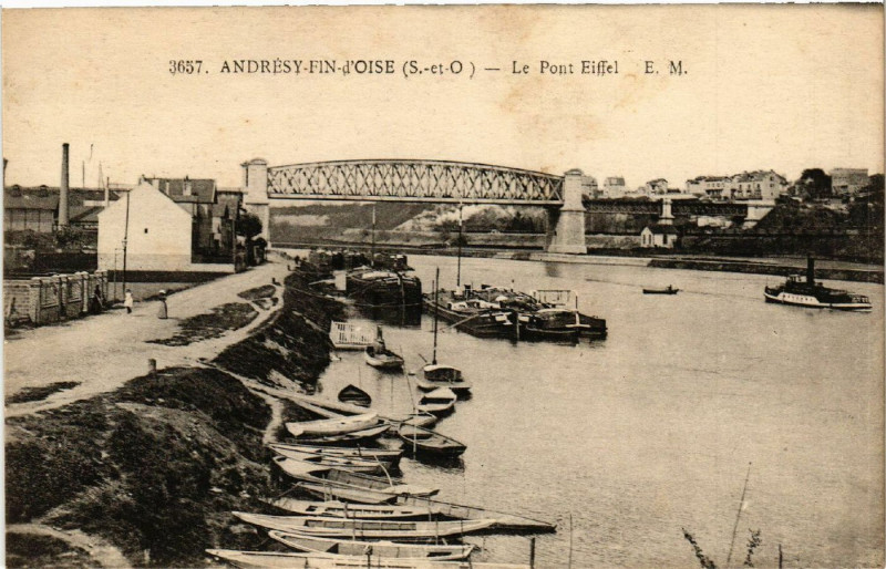 Carte postale ancienne Andresy-Fin-d'Oise - Le Pont Eiffel à Andrésy