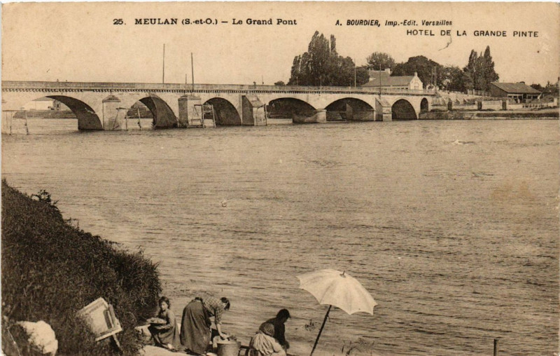 Carte postale ancienne Meulan - Le Grand Pont