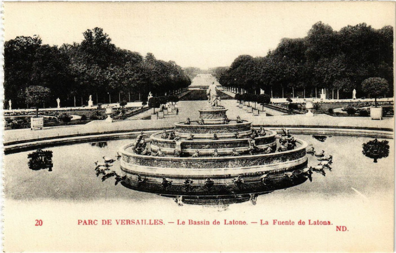 Carte postale ancienne Parc de Versailles - Le Bassin de Latone - La Fuente de Latons à Versailles