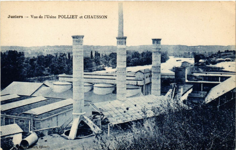 Carte postale ancienne Juziers - Vue de l'Usine Polliet et Chausson à Juziers