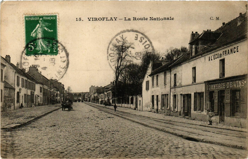 Carte postale ancienne Viroflay - Le Route Nationale à Viroflay