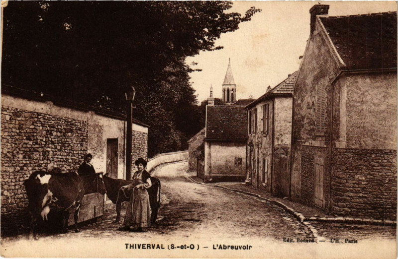 Carte postale ancienne Thiverval - L'Abreuvoir