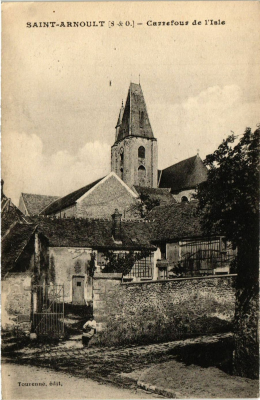 Carte postale ancienne Saint-Arnoult - Carrefour de l'Isle