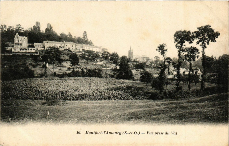 Carte postale ancienne Montfort-l'Amaury - Vue prise du Val à Montfort-l'Amaury