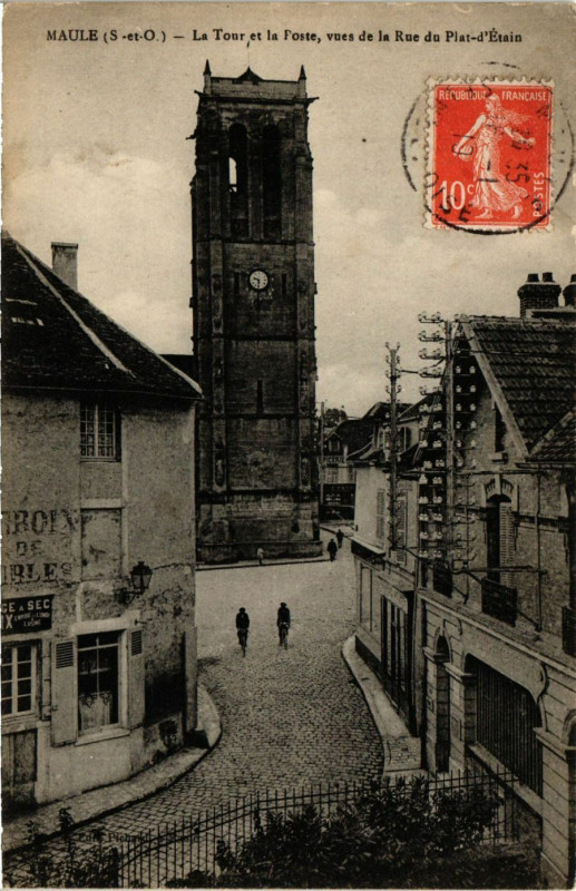 Carte postale ancienne Meule - La Tour et le Poste vers de la Rue du Plat...