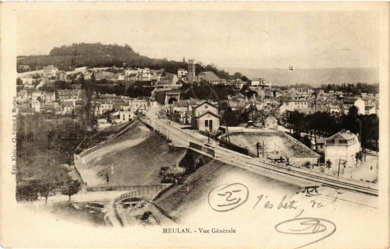 Carte postale ancienne Meulan - Vue générale