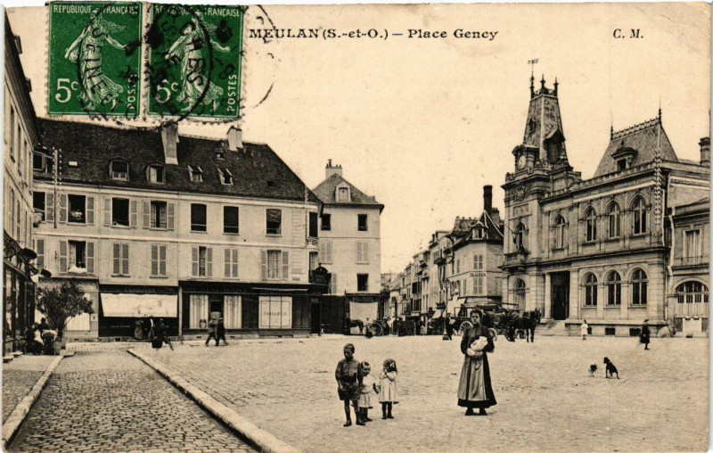 Carte postale ancienne Meulan - Place Gency