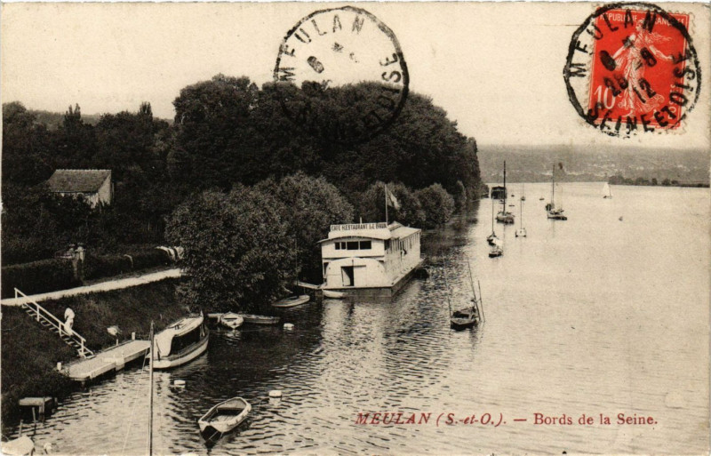 Carte postale ancienne Meulan - Bords de la Seine