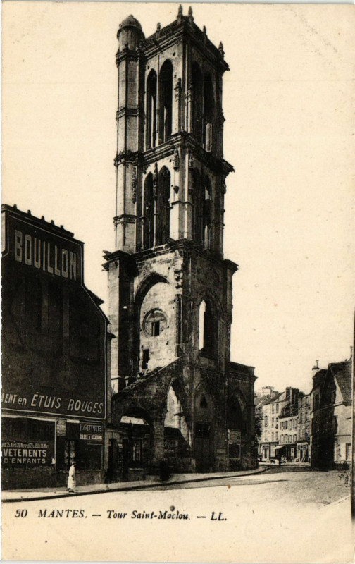 Carte postale ancienne Mantes - Tour Saint-Maclou