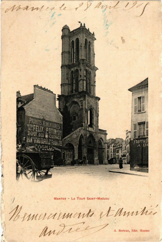 Carte postale ancienne Mantes - La Tour Saint-Macuod