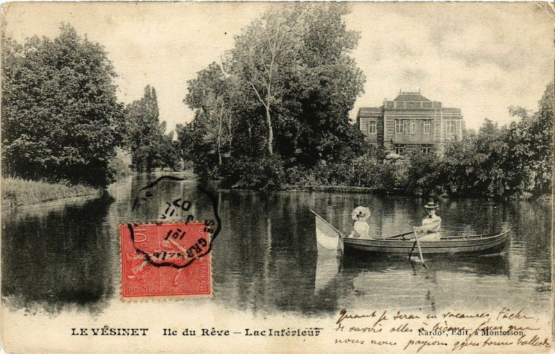 Carte postale ancienne Le Vesinet - Ile du Reve - Lac Interieur au Vésinet
