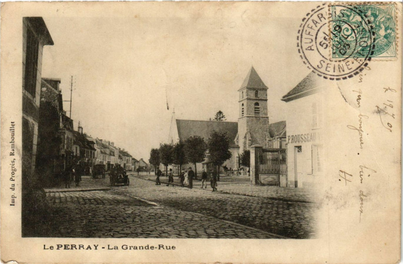 Carte postale ancienne Le Perray - La Grande-Rue