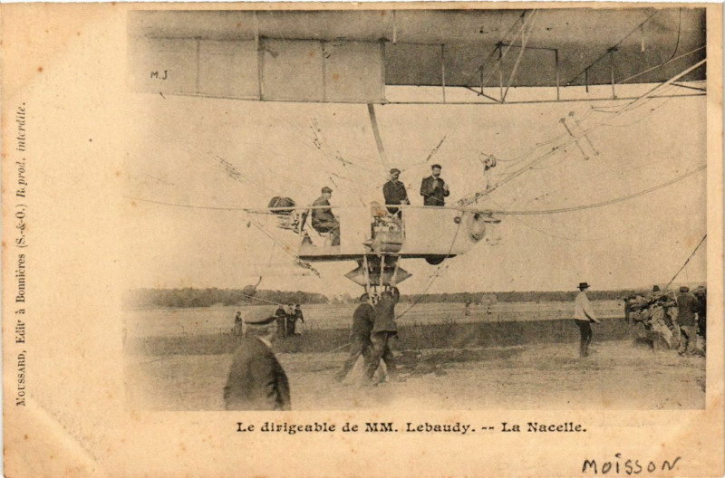 Carte postale ancienne Le dirigeable de Mm.lebaudy - La Nacelle