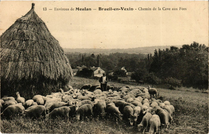 Carte postale ancienne Env. de Meulan - Brueil-en-Vexin - Chemin de la Cave aux Fées à Brueil-en-Vexin